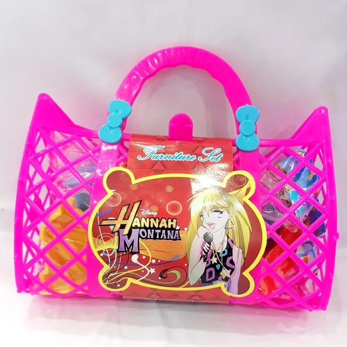 Glam & Grace Doll House Accessories Shopping Bag Toy Set – 10 Pcs Plastic Furniture for Kids