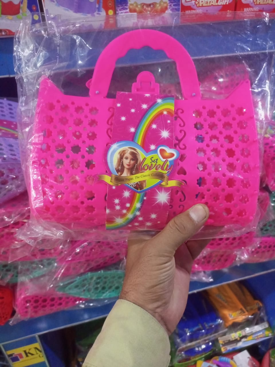 Glam & Grace Doll House Accessories Shopping Bag Toy Set – 10 Pcs Plastic Furniture for Kids