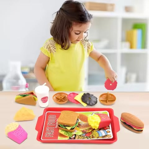 Glam & Grace Burger Fast Food Play Food Toys For Kids – Pretend Play Kitchen Set