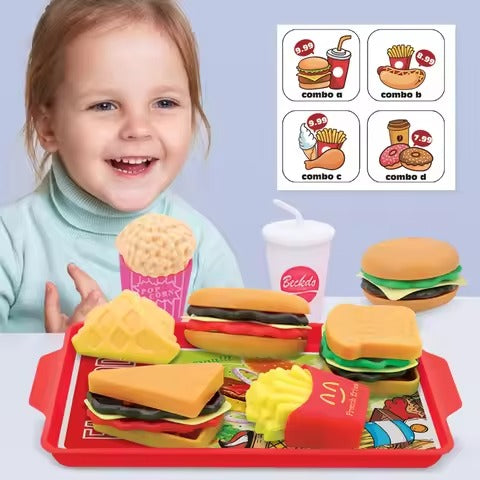 Glam & Grace Burger Fast Food Play Food Toys For Kids – Pretend Play Kitchen Set