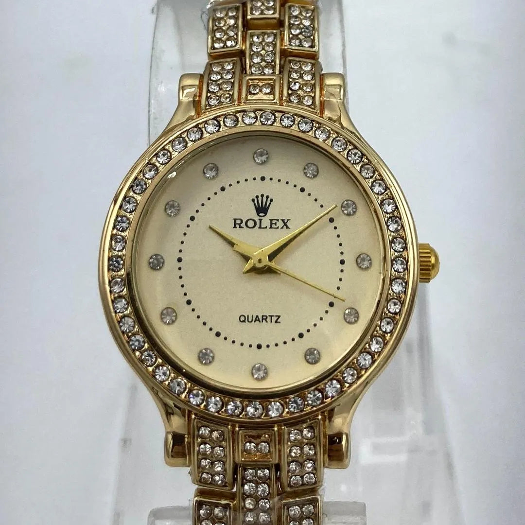 Glam & Grace Ladies Luxury Watch – Champagne Gold Crystal