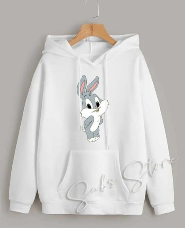 1 Pc Women's Stitched Fleece Printed Pullover Hoodie