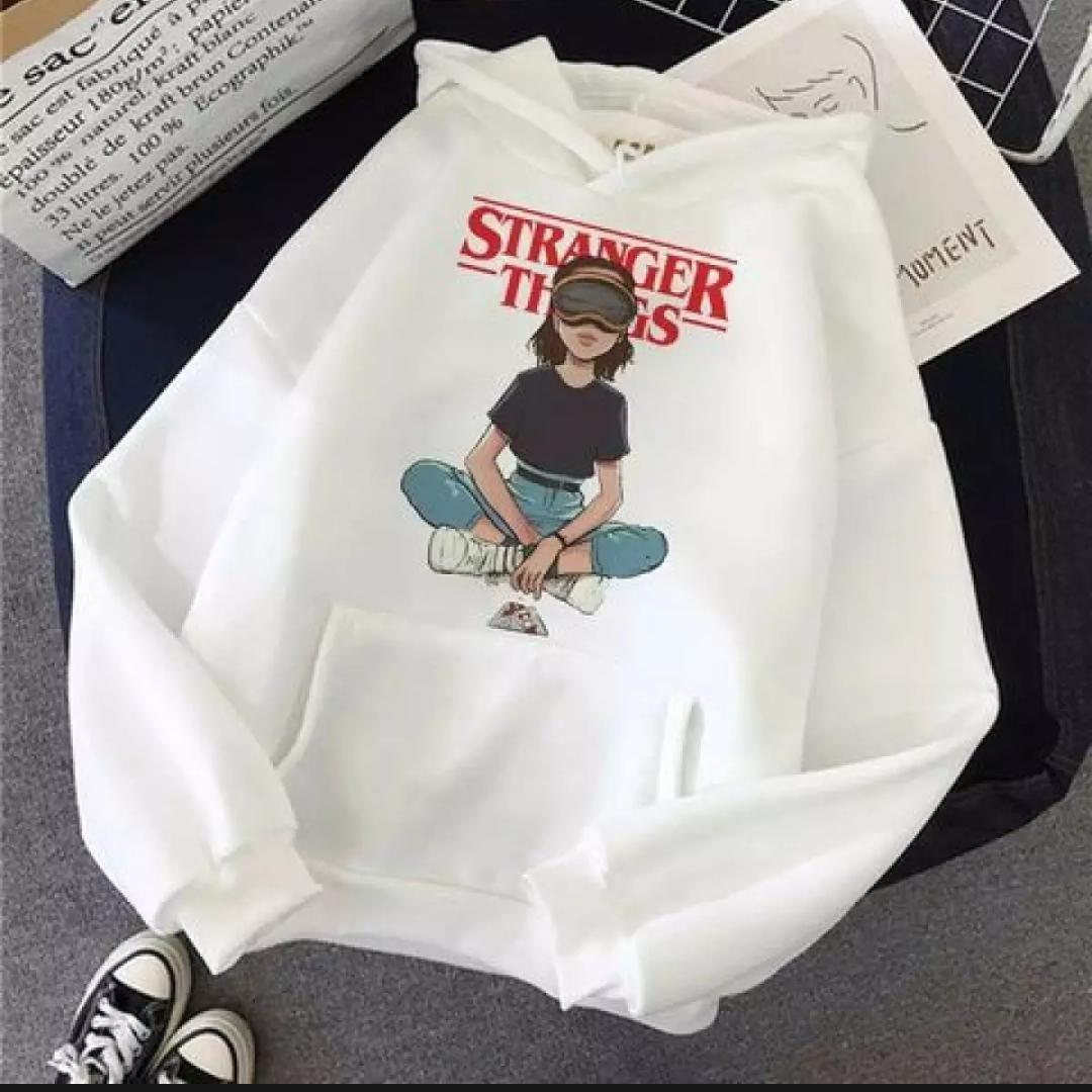 1 Pc Women's Stitched Fleece Printed Pullover Hoodie