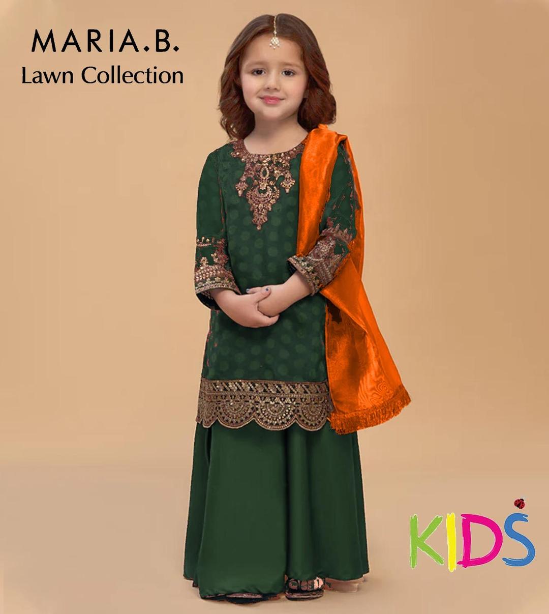 3 Pcs Girl's Lawn Embroidered Unstitched Suit