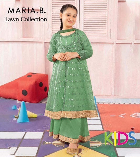 3 Pcs Girl's Lawn Embroidered Unstitched Suit