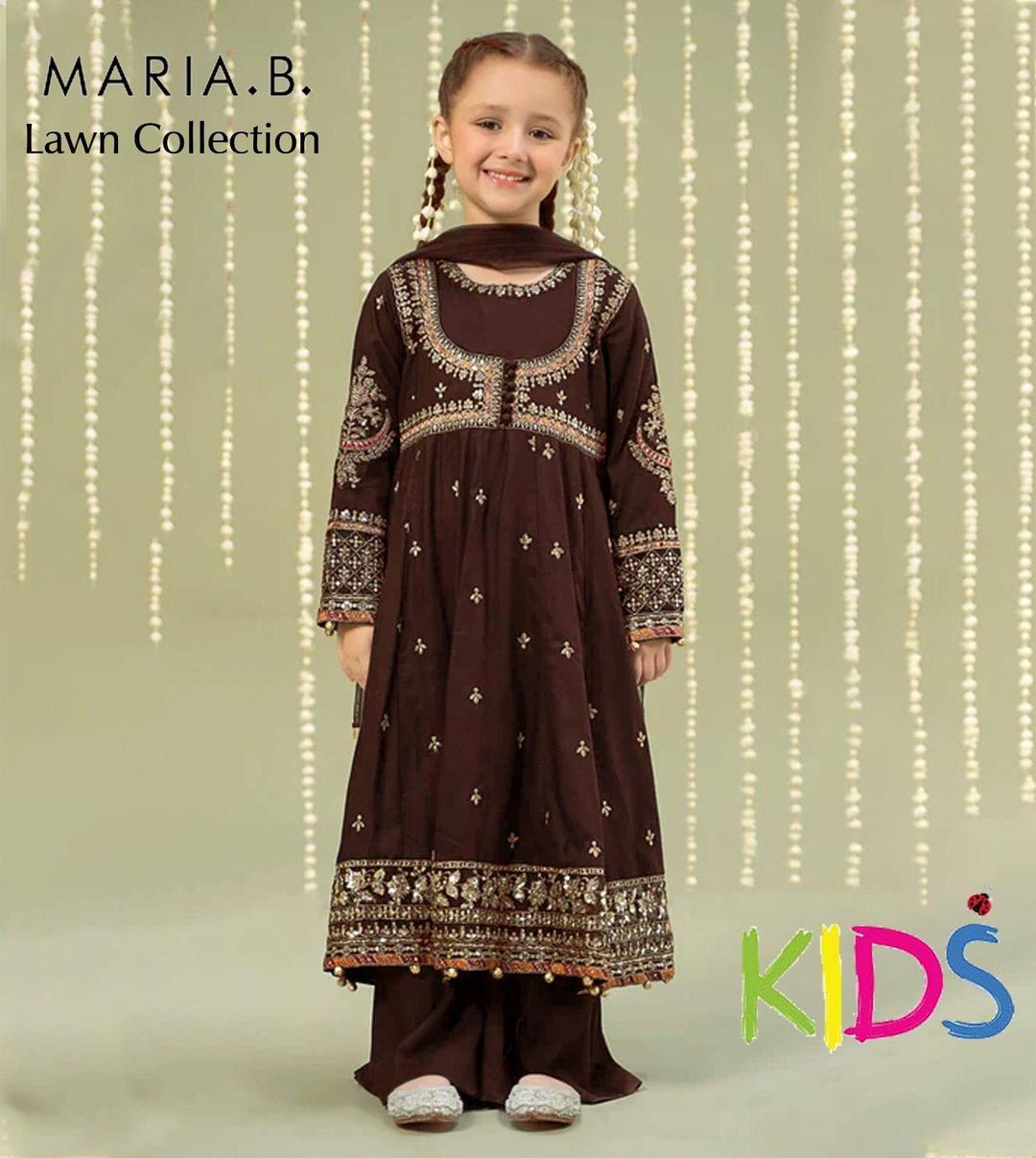3 Pcs Girl's Lawn Embroidered Unstitched Suit