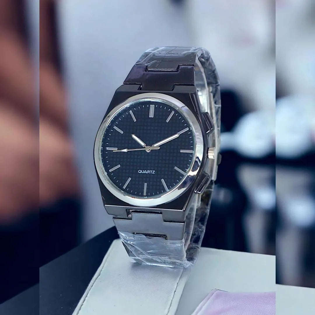 Glam & Grace Men's Stainless Steel Chain Watch | Silver