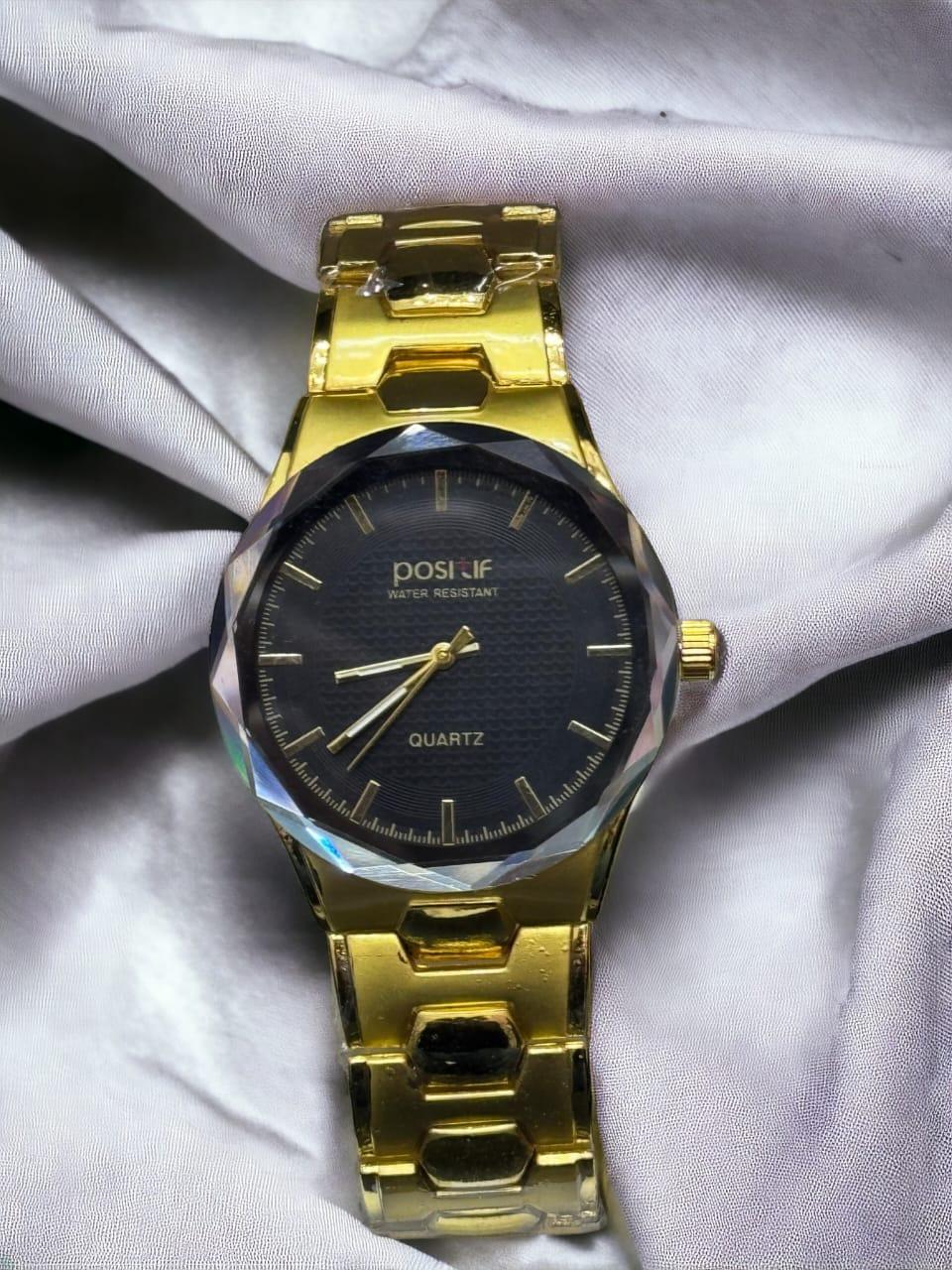 Glam & Grace Men's Quartz Watch – Golden Stainless Steel