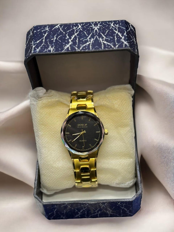 Glam & Grace Men's Quartz Watch – Golden Stainless Steel