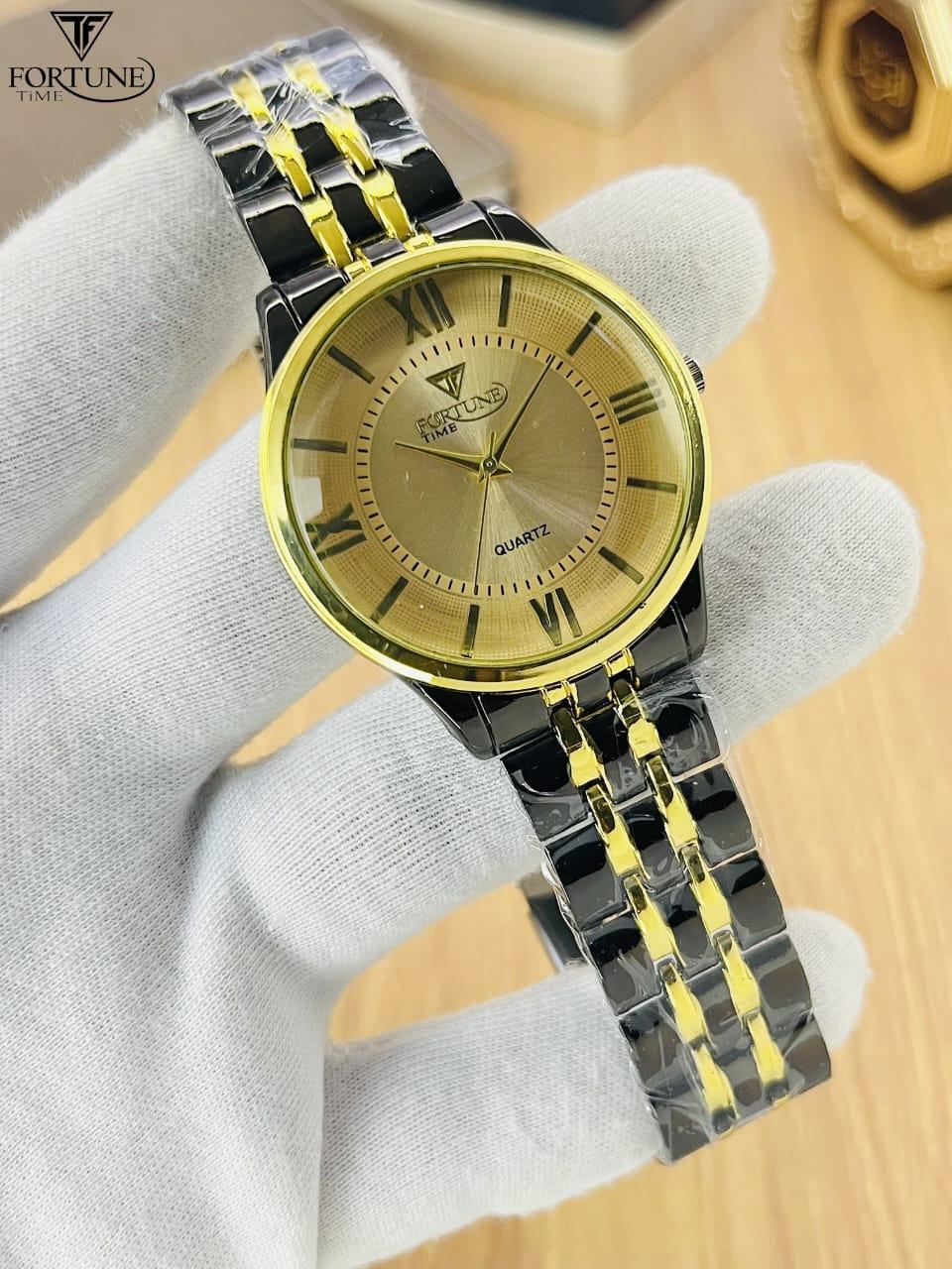 Glam & Grace Women's Rose Gold Stainless Steel Chain Quartz Watch